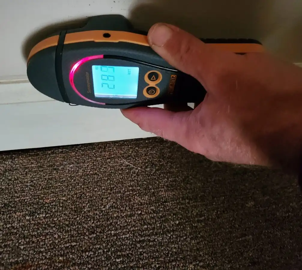 Moisture detection at baseboard during Sewage Cleanup & Sanitation in Gaffney